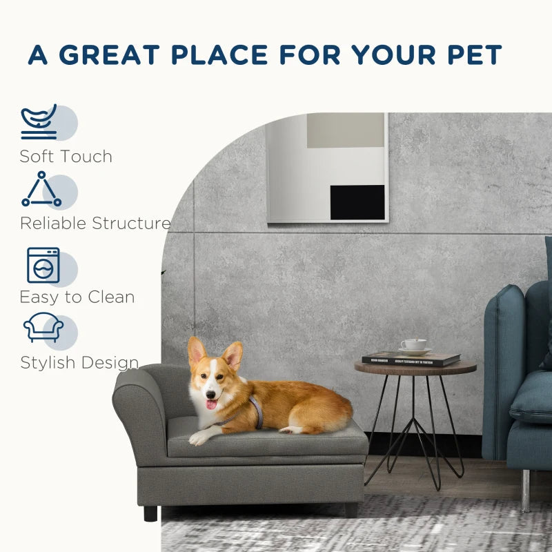 "Linen Luxe" Pet Sofa with Hidden Storage