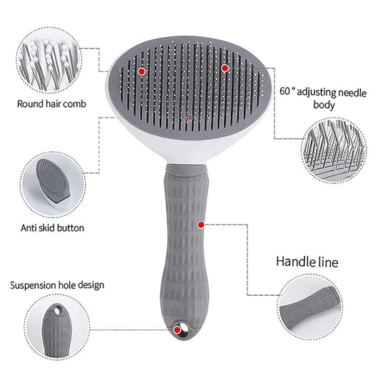 “FurSweep” Self-Cleaning Pet Slicker Brush