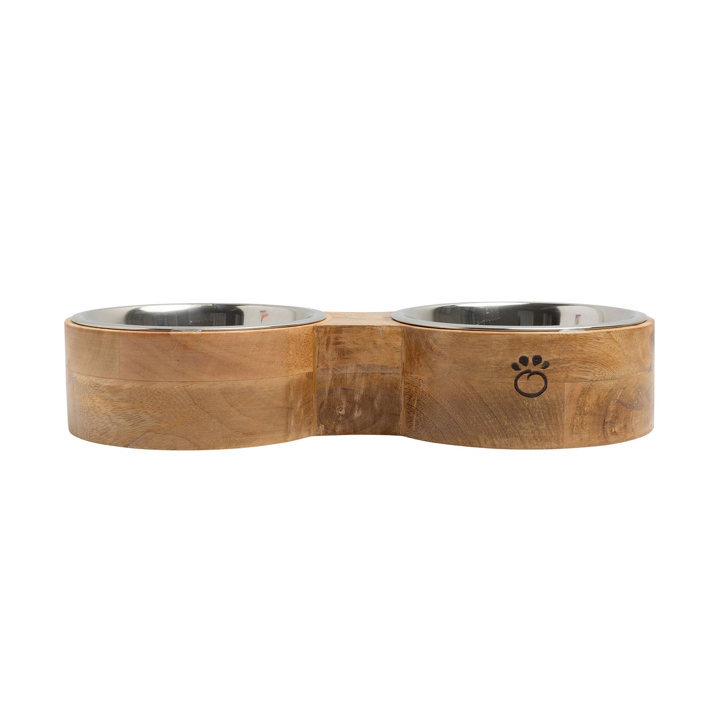 Mangeoire double surélevée artisanale en bois de manguier