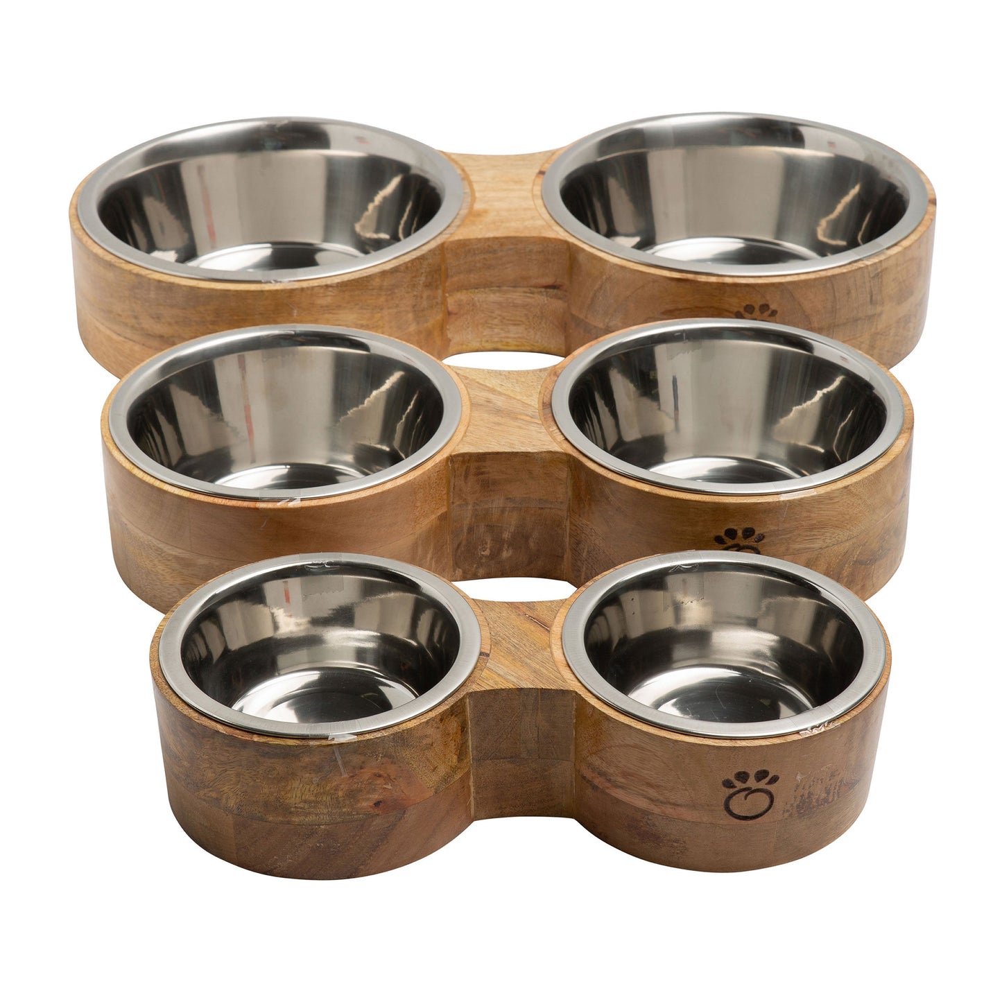 Mangeoire double surélevée artisanale en bois de manguier