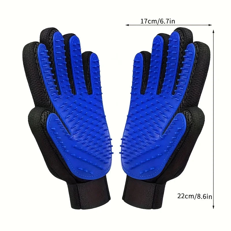 2-Piece Gentle Deshedding & Massage Grooming Gloves