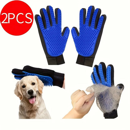 2-Piece Gentle Deshedding & Massage Grooming Gloves