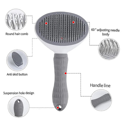“FurSweep” Self-Cleaning Pet Slicker Brush